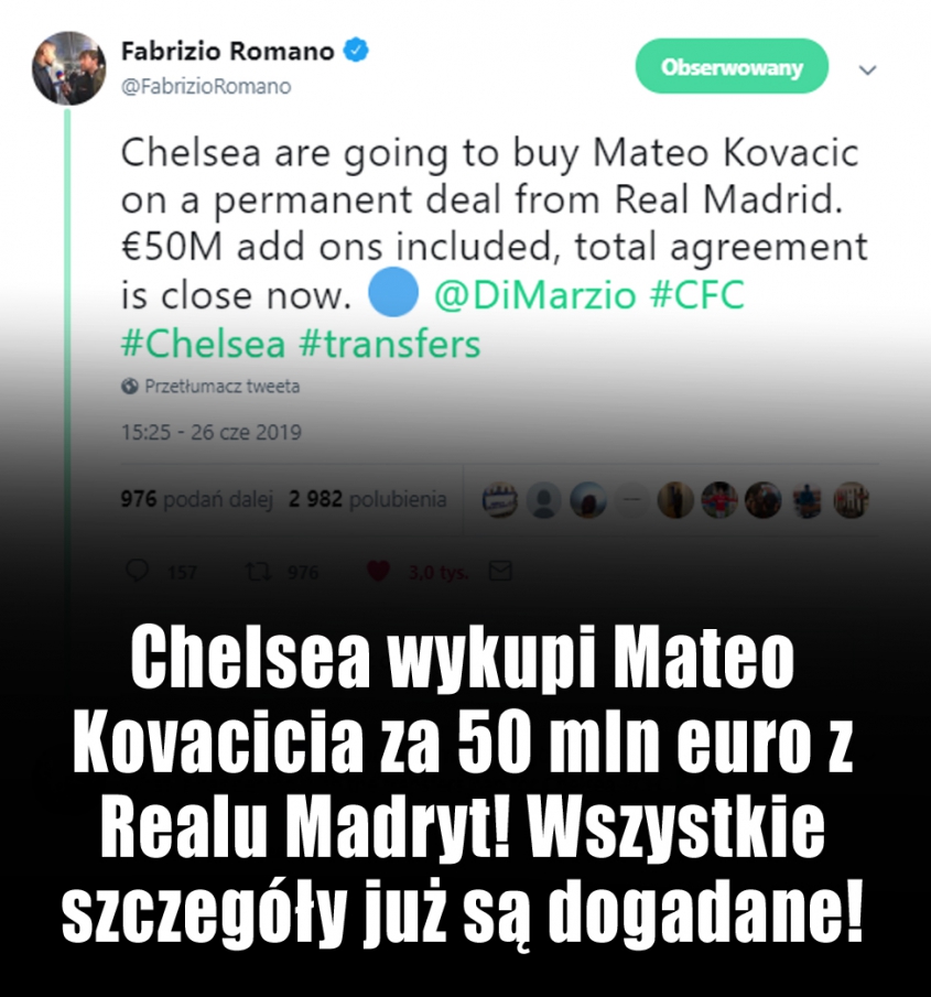 Chelsea kupuje piłkarza Realu za 50 mln euro!